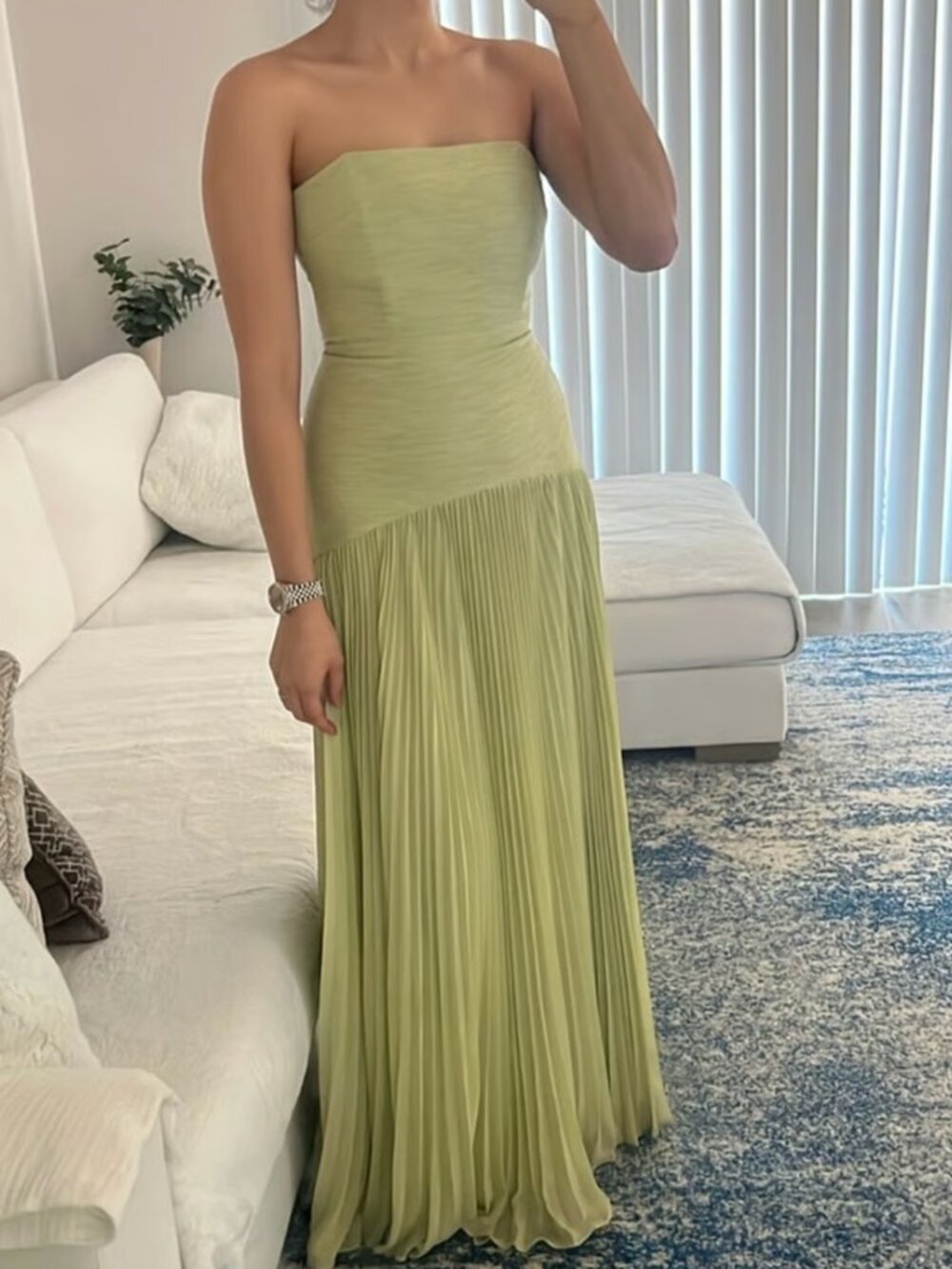BEST Alexis Sunniva Maxi Dress Gown - Sage Pleated Party Cocktail Wedding - Picture 3 of 13